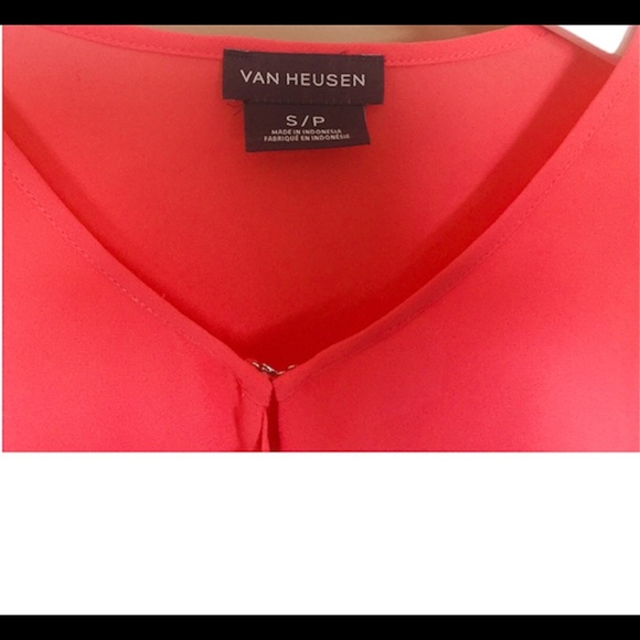 VAN HEUSEN Waterfall/Flowy Style Blouse/Top With 3/4 Sleeves Coral Pink Sz Small - Picture 9 of 10